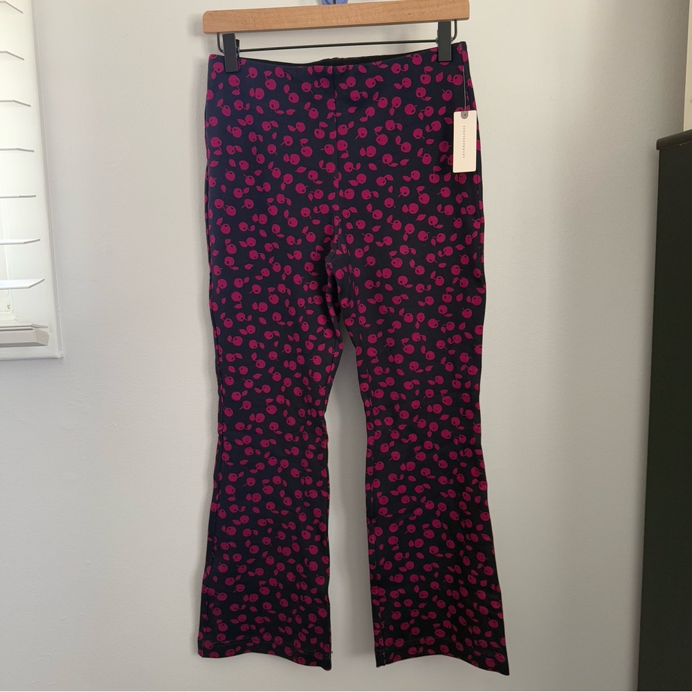 Anthropologie Maeve XS NEW Margot Kick Flare‎ Pants Cherry Navy Pink Spring
